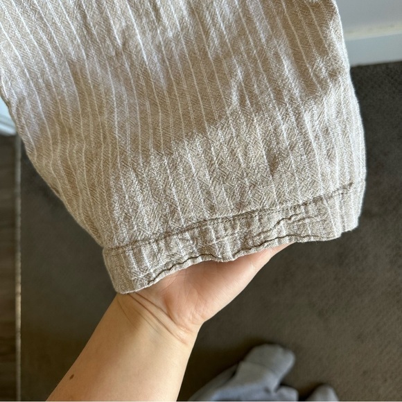 3/$20⚡️ Rewash Tan & White Striped Linen Blend Tie Waist Flowy Pants - Picture 9 of 13